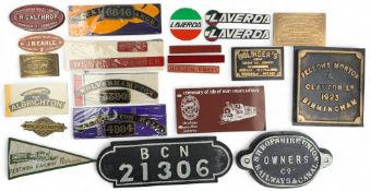 Railway Transport Signs and Badges, to include made makers locomotive brass name plates of