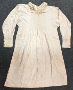 19th century Farmer`s Smock with embroidered and smocking detail, with age related wear - barn fresh