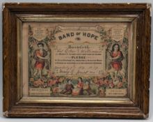 1879 Victorian Temperance Pledge of Abstinence Band of Hope Certificate - 
