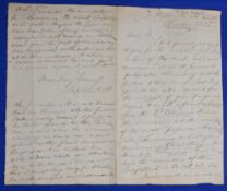 Letter from a Playwright - handwritten and signed by W Bayle Bernard. (27 November 1807 - 5 August
