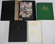 Postal History. 28 Victorian pre stamp envelope fronts loosey stuck on pages together with 2 Stamp