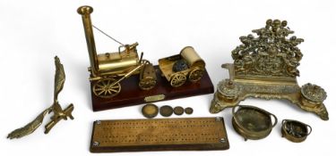 Great Selection of Brass Items Baroque Style Putti Letter Race with 2 Ink Wells having only 1 ink