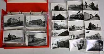 Over 600 black and white Train Photographs of Steam Locomotives 14 x 9cm featuring various trains in