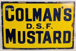 An original Enamelled Sign Colman's D.S.F Mustard single sided enamel sign. 40 x 61cm.