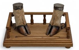 c1930 Pair of Silver topped Deer Hoof Inkwells, both tops engraved Precented by HRH King George V,