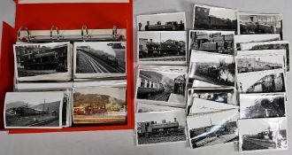 Over 600 black and white Train Photographs of Steam Locomotives 14 x 9cm featuring various trains in