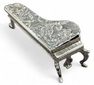 Antique Miniature French Silver Vesta Case in the form of a Grand Piano, London import marks for