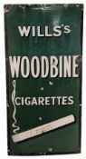 Vintage original enamel advertising sign 'Wills Woodbine cigarettes' sign green enamel with