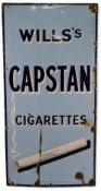Vintage original enamel advertising sign 'Wills Capstan cigarettes' sign light blue enamel with