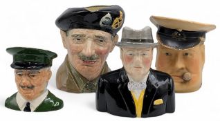 4x Toby Jugs to include a Winston Churchill Toby, Pride of Britain Winston Churchill by Wood &