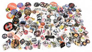 Large Collection of Music Pin Badges Featuring Kiss, Coldplay, Judas Priest, UFO, Def Leppard, AC/