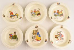 Vintage Baby Food Bowls - Ceramic bowls all having cartoon nursery rhymes to include Old Mother