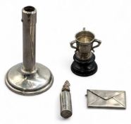 Silver Collectables, a small pill box London 1999 with girl figure to its top, a weighted single