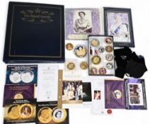 Royal Family Coins and Medallions to include Queen Mother FDC with Medallions in folder, Queens