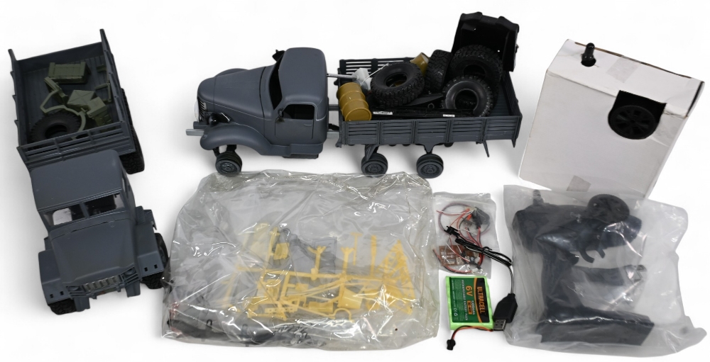 Remote Control Military Lorries Kits Lot comprises of 2 Part Built examples both with controllers - Image 2 of 2