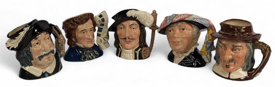 5x Royal Doulton Toby Jugs, to include Chopin D7030, the complete angler Izaak Walton D6404,