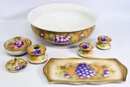 Victorian / Edwardian Wash, Vanity Bedroom Set to consist of wash bowl, soap dish, hair tidy, ring