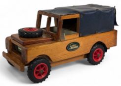 Large wooden Land Rover with Canvas Cover, scratch-built model - # 54cm long