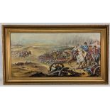 Large Napoleonic Scene Oil Painting by Amateur Artist E Davies, oil on canvas - frame size #58cm x
