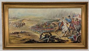 Large Napoleonic Scene Oil Painting by Amateur Artist E Davies, oil on canvas - frame size #58cm x