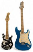 2x Electric Guitars, a full size blue ALX player deluxe, and a child's size Eleca