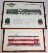 Pair Trains Transportation Prints: a Swansea Mumbles Pier Tram print, framed under glass - size #