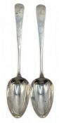 c1800 Pair of Dublin Irish Silver Hallmarked Serving Spoons, with the date letter of C, possibly