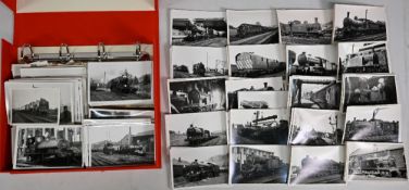 Over 600 black and white Train Photographs of Steam Locomotives 14 x 9cm featuring various trains in