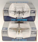 Metal Diecast Collection Armour Collection - Boxed 1/48 scale Military Aircraft P38 Lightning B11