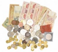 Selection of Coins to include Euro 10 cent coins, 1899 Victoria Half Crown, 1887 Six Pence has small