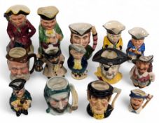14x Toby Jug Collection assorted makers sizes - with noted H L Wood, examples Devonia Pottery,