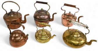 6x Antique and Vintage Copper and Brass Kettles - a good selection (6)