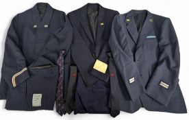 Old British Rail Uniform: Jackets Trousers assorted sizes and ages with a selection of badges