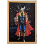 Marvel Comic Thor Painting, large framed in canvas - size 64cm x 96cm