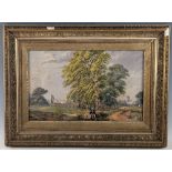 Period Hampton Court watercolour, in an older gilt frame well executed no date of signature found,