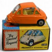Vintage Corgi Toys 233 Heinkel Economy Bubble Car Boxed Die-Cast Orange Boxed