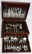 Arthur Price Canteen of Cutlery Full 8 person setting, housed in a velvet lined wooden box having