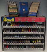 Vintage Model Shop Revell Paint Display Stands, with contents of unused paints (#280 unused tins)