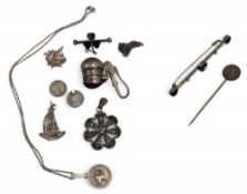 Silver Jewellery & Coins mixed lot, a bit better than scrap to include two threepence coins one