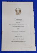 Dinner Menu Autographed by Bill Anders. Apollo 8 Astronaut held at Liverpool Town Hall 14th July