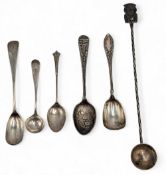 Georgian - Modern Silver Spoon Collection to include a Georgian 1831 spoon 13cm long, Georgian cruet