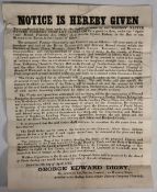 1866 Maldon Native Oyster Company Poster / Notice by Solicitor George Edward Digby. Solicitor of