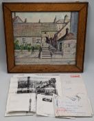 1913 A Hitler signed Watercolour of Old Vienna, showing buildings and advertising hoardings signed A