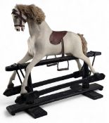 Small period wooden Childs Rocking Horse, on braced frame - has had some later restoration - size