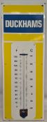 Period Duckhams Single-Sided Metal Advertising Sign/Thermometer, with six fixings holes, the