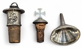 Silver & white metal Perfume Funnel - Birmingham 1904 (slight dent to rim), a Victorian bottle