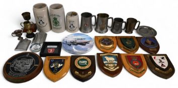 Military Plaques and Tankards Various units Queens Own Hussars, Bengal Rocket Troop, Royal Army