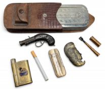 1924 British Empire Exhibition Vesta Case, cigar cutter a folding brass cheroot holder in brass