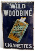 Vintage original enamel advertising sign 'Wills Wild Woodbine cigarettes' sign green enamel with
