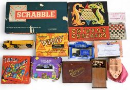 Selection of Toys to consist of Scrabble, Chess, Tiddley Winks, Dinky Supertoys 521, Bezique,